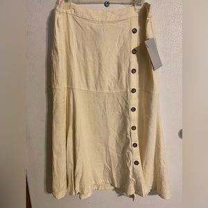 MULTIPLES size L Missy linen blend midi pull on skirt NEW